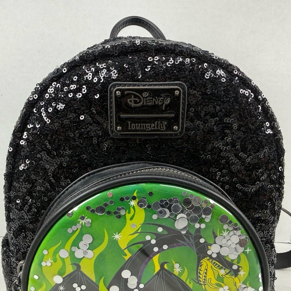 Loungefly Disney Villains Maleficent Dragon Sequin Snow Globe Mini Backpack main image 11